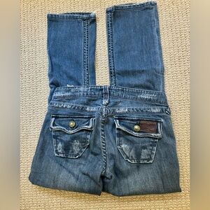 Stitch’s Authentic Distressed Denim MAYA Low Rise Straight Leg Jeans